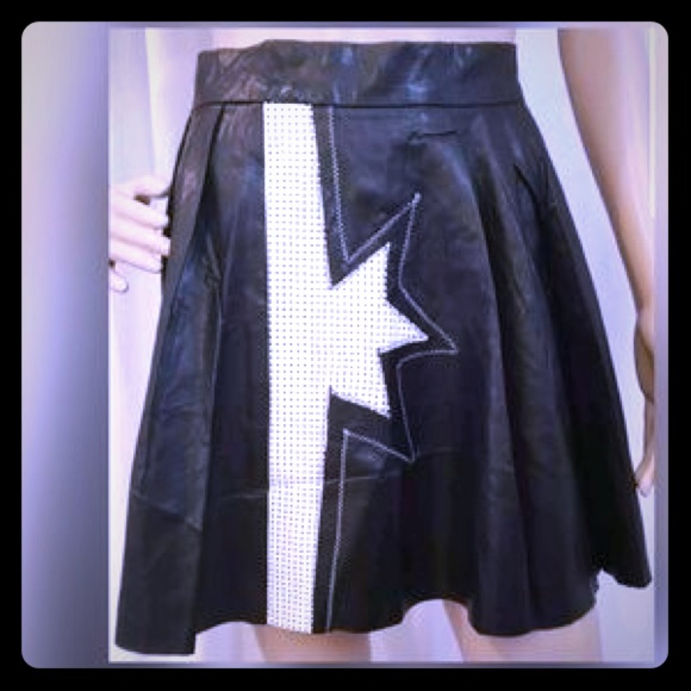Dance&Marvel Black and White Pleather full Skirt
